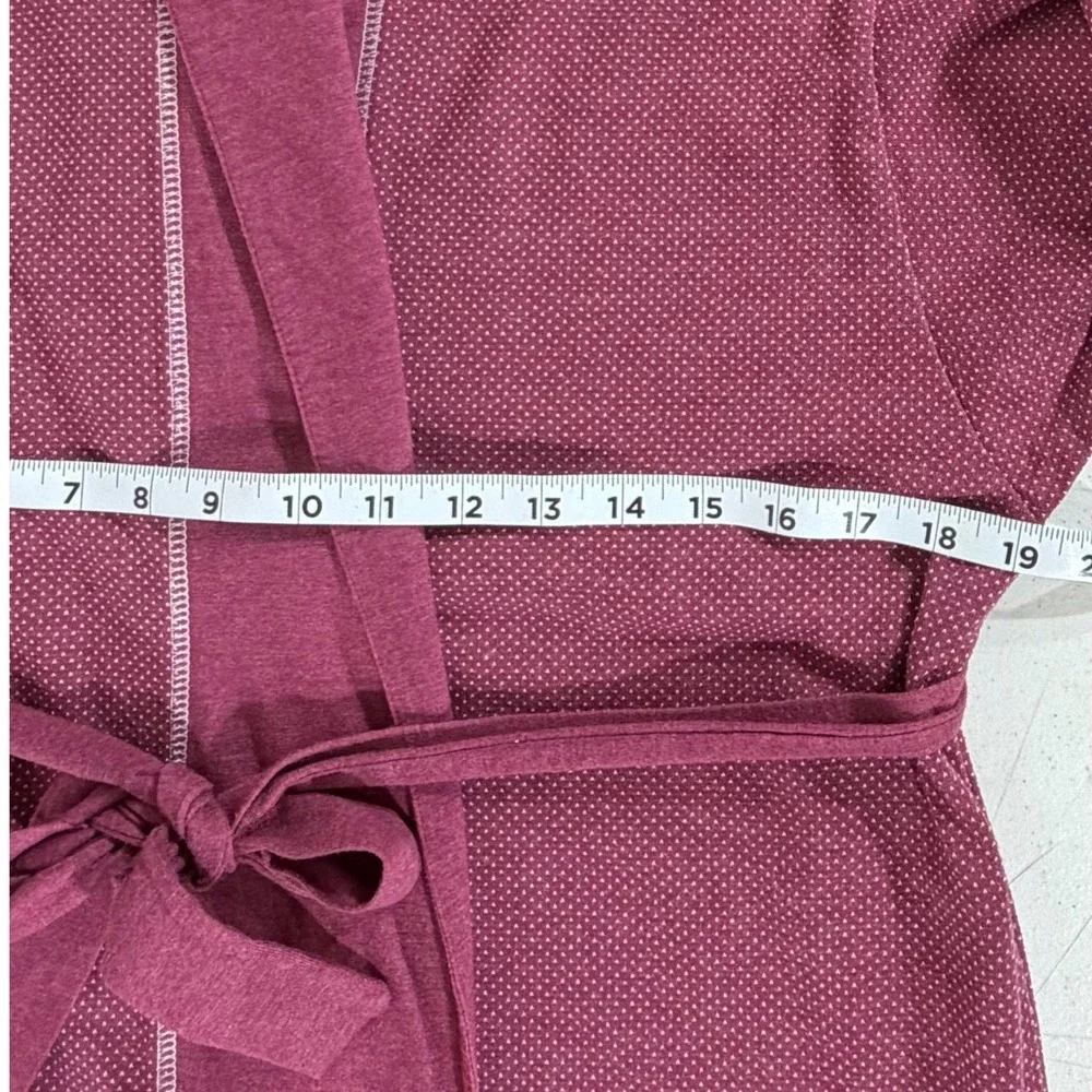 Vanity Fair Five To Nine Robe S/M Burgundy Dot Knit Tie Waist Midi Belted Wrap